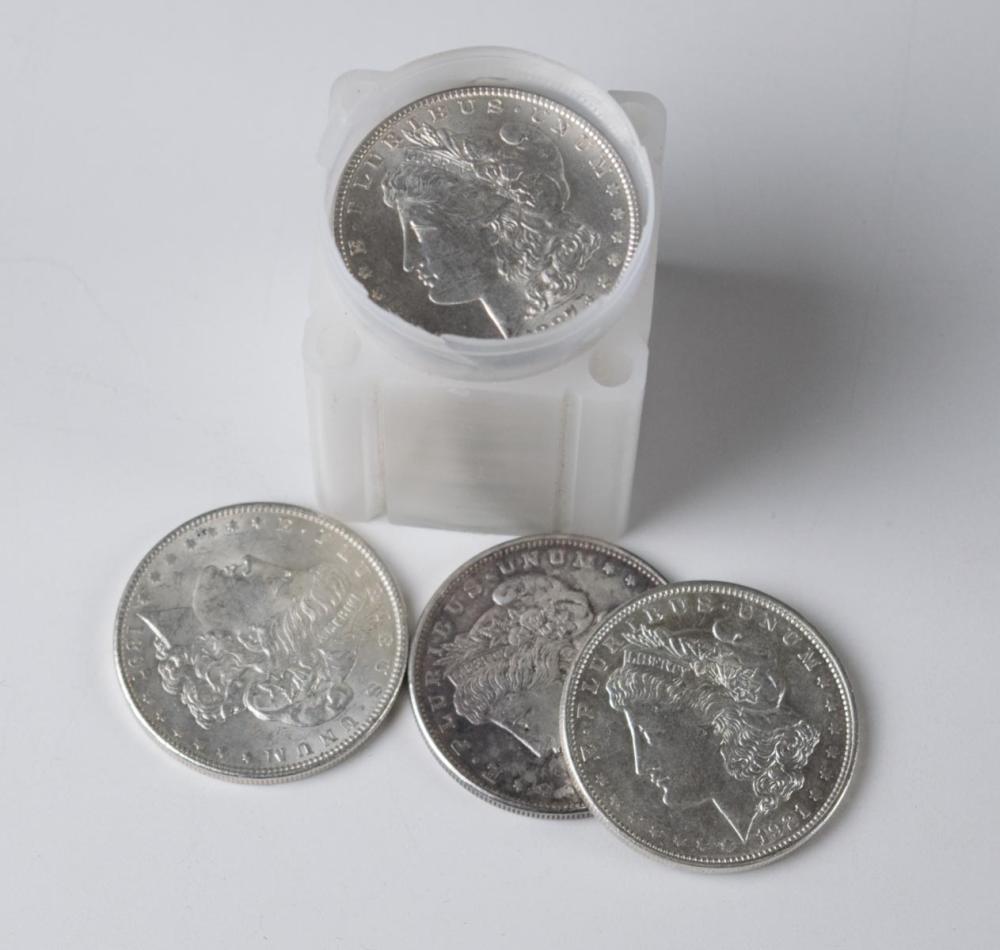A ROLL OF TWENTY U.S. SILVER MORGAN
