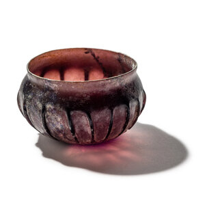 A Roman Glass Ribbed Bowl Circa 1st
