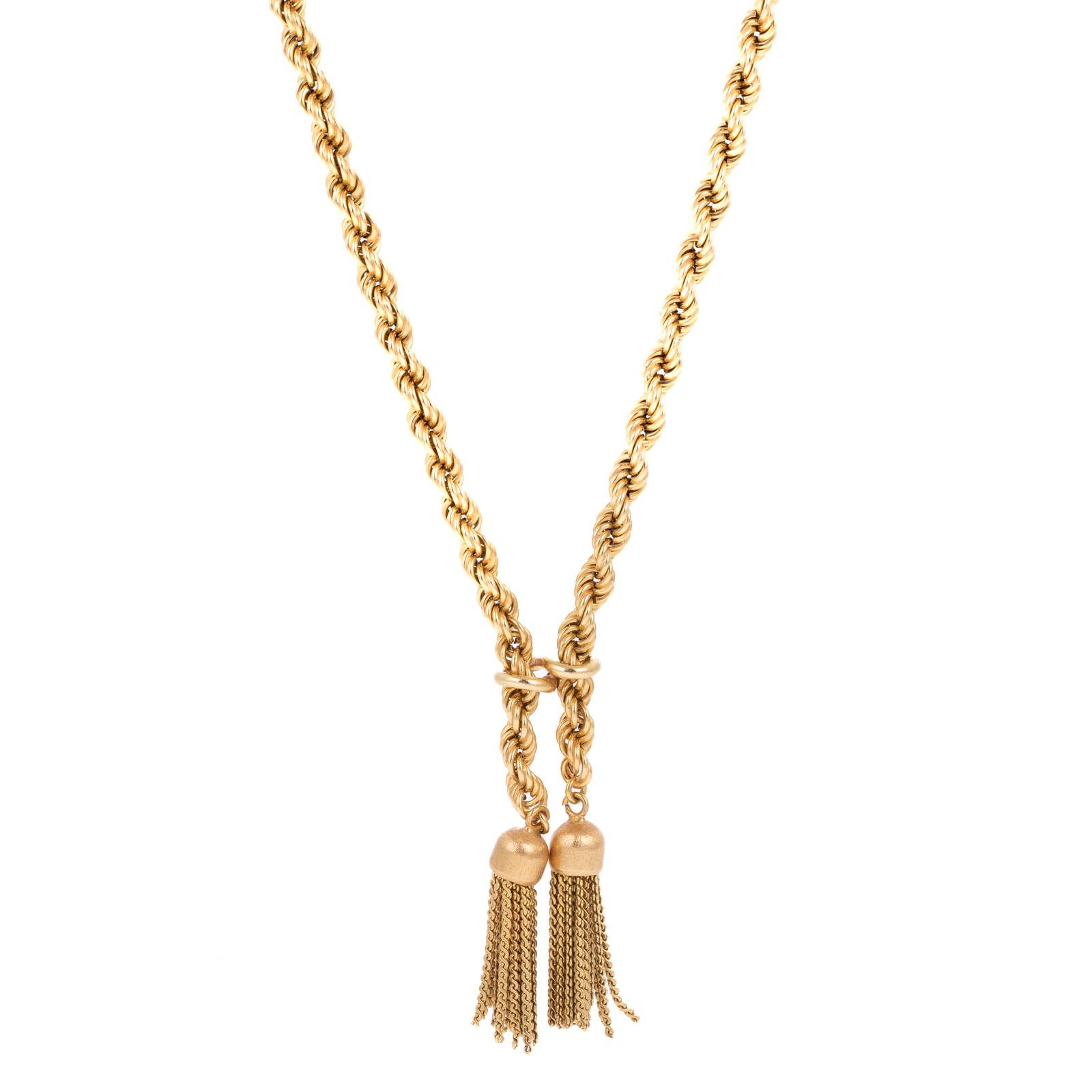 A ROPE CHAIN TASSEL NECKLACE IN 18K