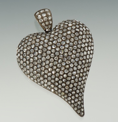A Rose Cut Diamond Puffy Heart