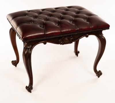 A rosewood framed stool, the button
