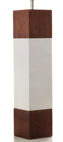A ROSEWOOD TABLE LAMP WITH CHROME