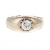 A ROUND DIAMOND GYPSY SET RING