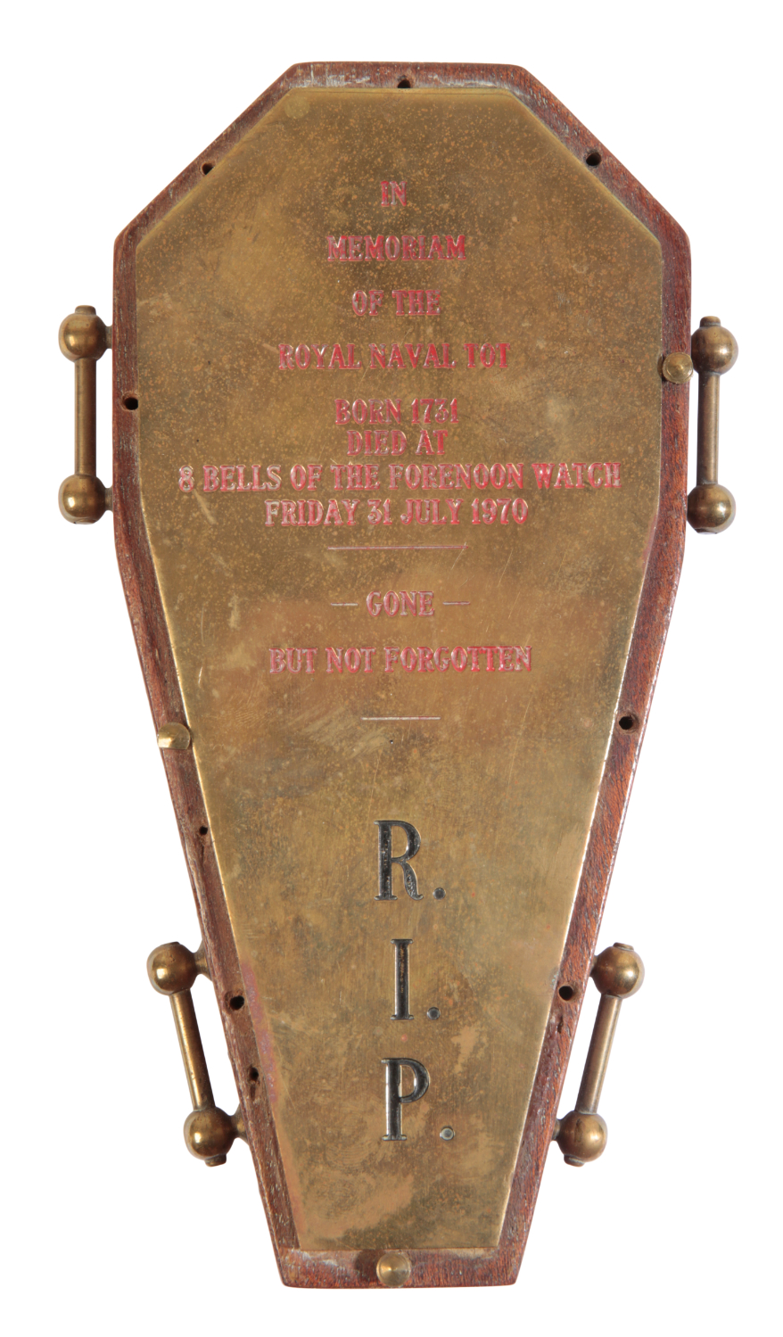 A ROYAL NAVY RUM TOT 'RIP' HMS