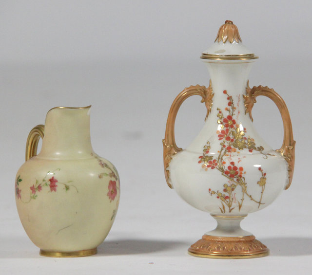 A Royal Worcester blush ivory jug
