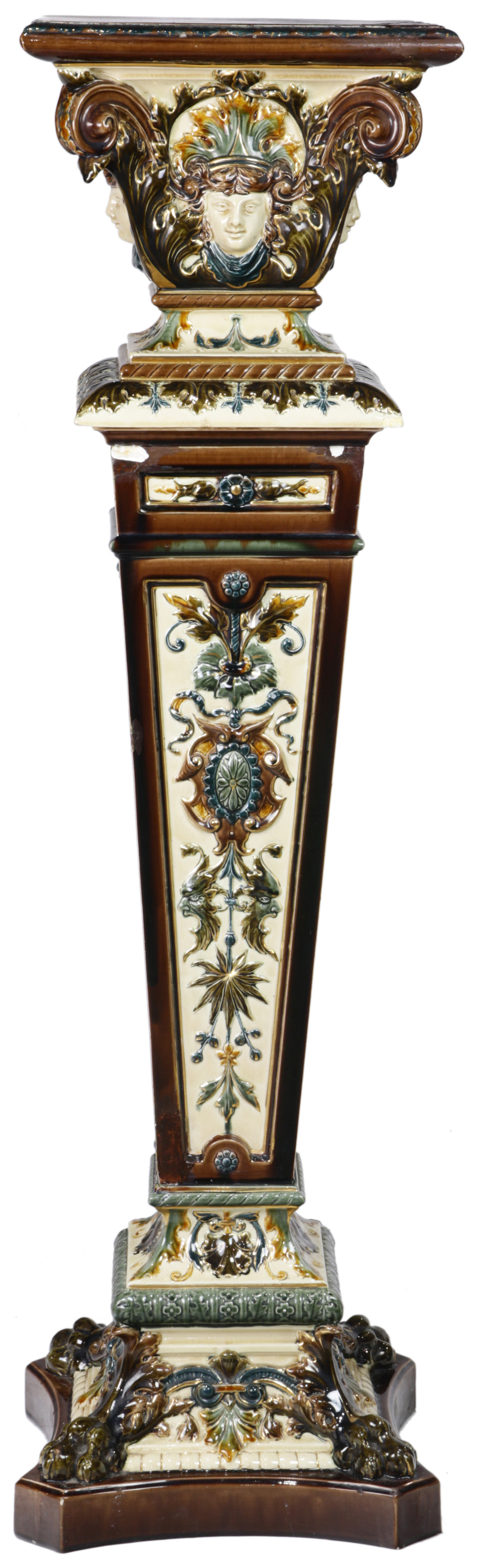 A R?RSTRAND MAJOLICA PEDESTAL, 19TH