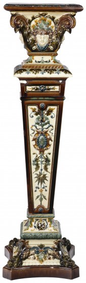 A R?RSTRAND MAJOLICA PEDESTAL,