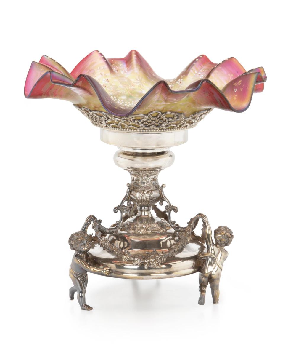 A RUBINA VERDE GLASS AND SILVER