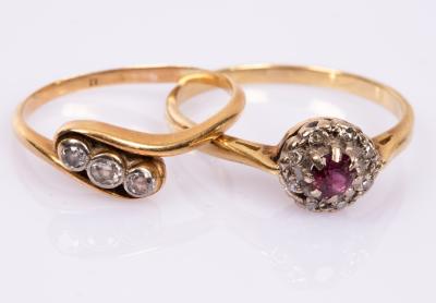 A ruby and diamond cluster ring,