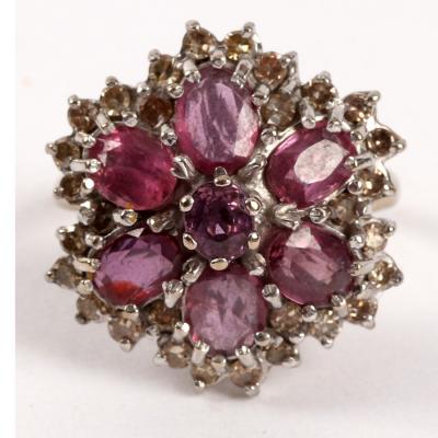 A ruby and diamond cluster ring,