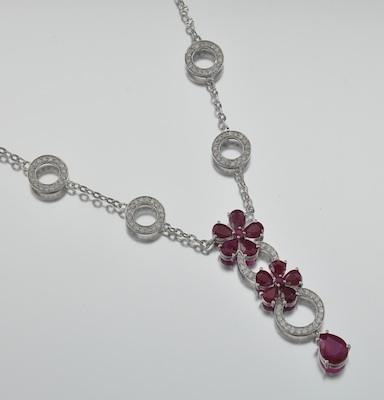 A Ruby and Diamond Necklace 14k