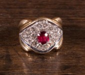 A RUBY AND DIAMOND RINGA RUBY