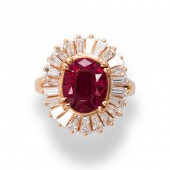 A RUBY, DIAMOND AND EIGHTEEN K