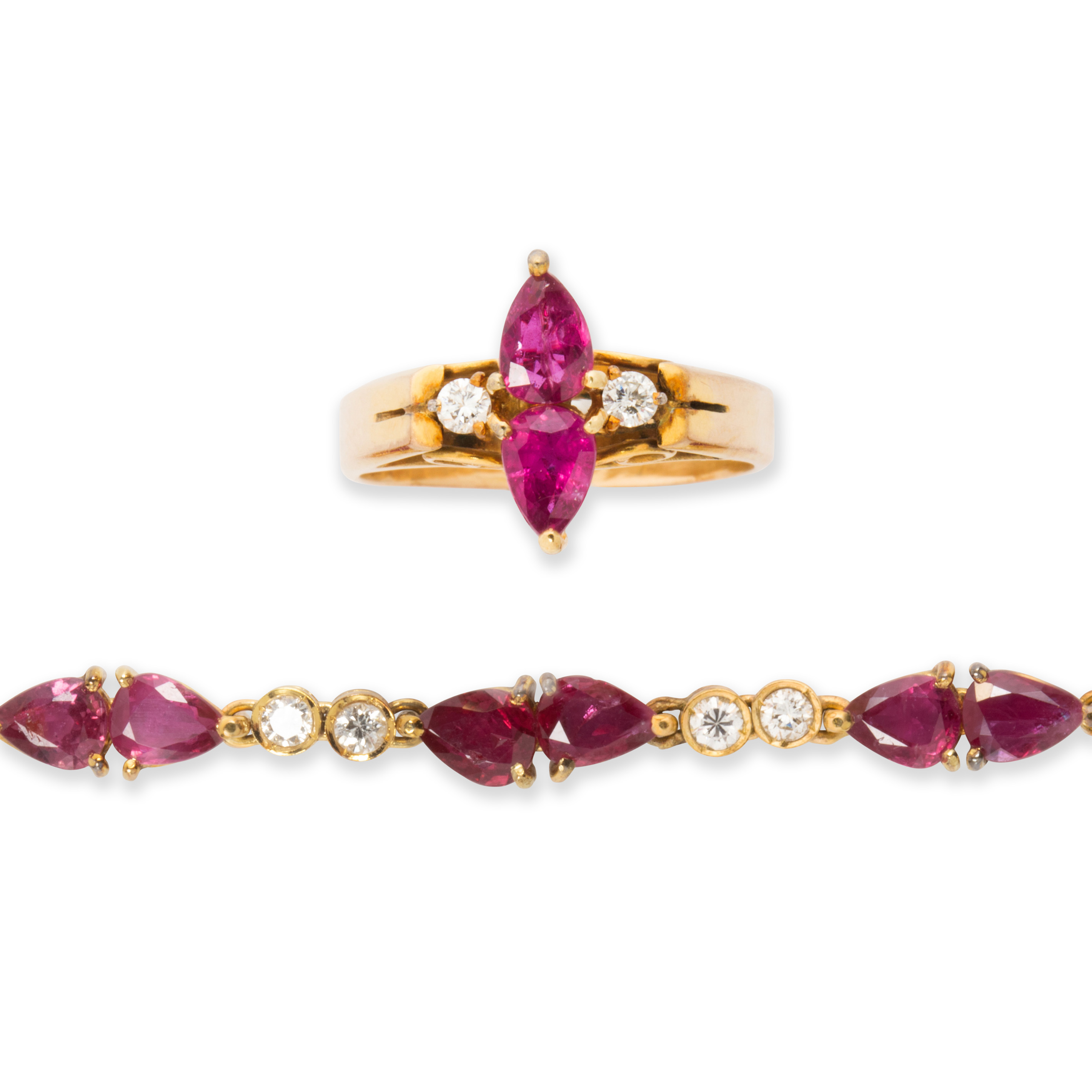 A RUBY, DIAMOND AND FOURTEEN