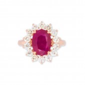A RUBY, DIAMOND AND FOURTEEN K