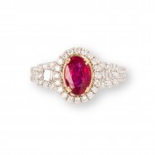 A RUBY, DIAMOND AND FOURTEEN K