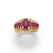 A RUBY, DIAMOND AND FOUTEEN KA