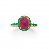 A RUBY, EMERALD AND EIGHTEEN K