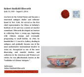 A RUBY-RED GROUND BLUE AND WHI