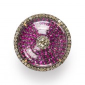 A RUBY, ROCK CRYSTAL AND DIAMO