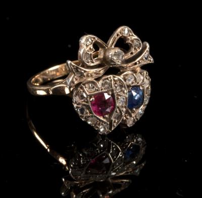 A ruby, sapphire and diamond