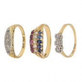 A ruby, sapphire and diamond t