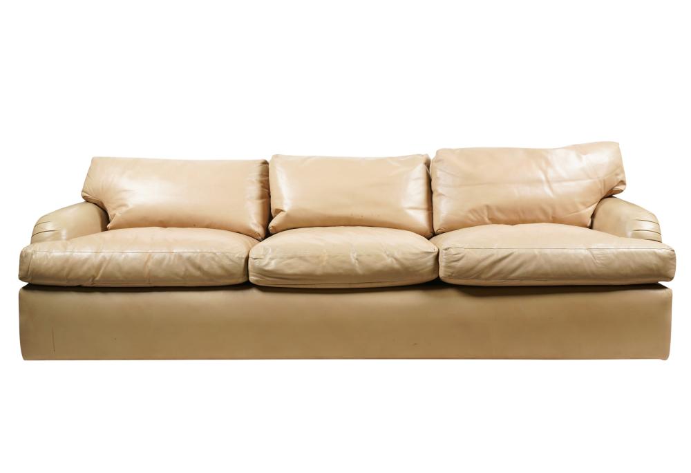A. RUDIN BEIGE LEATHER SOFAA. Rudin