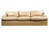 A. RUDIN BEIGE LEATHER SOFAA.