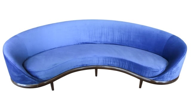 A. RUDIN MODERNIST CURVED BLUE