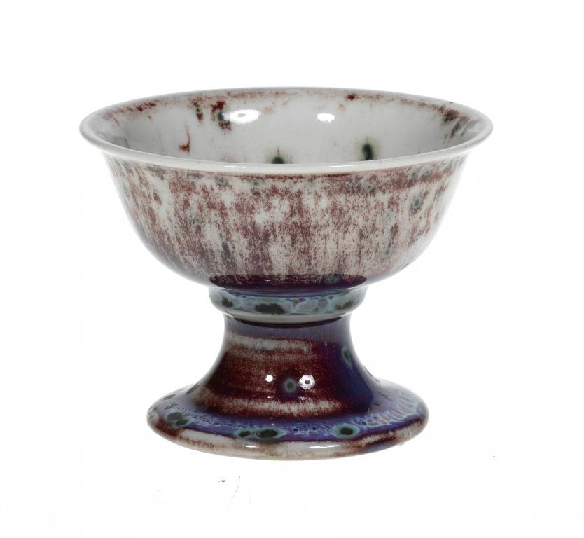 A RUSKIN HIGH FIRED STEM CUP the