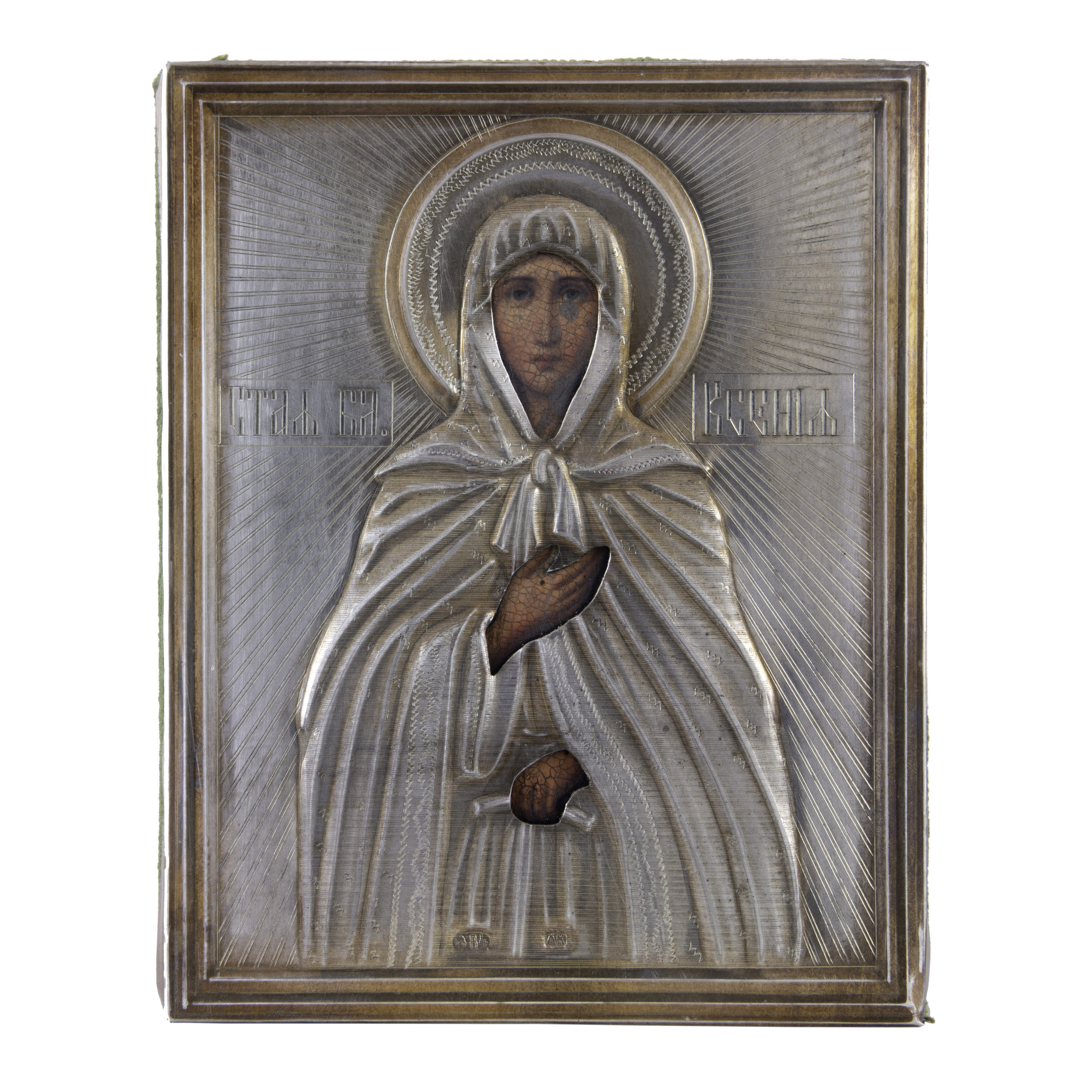 A RUSSIAN 84 SILVER OKLAD ICON OF