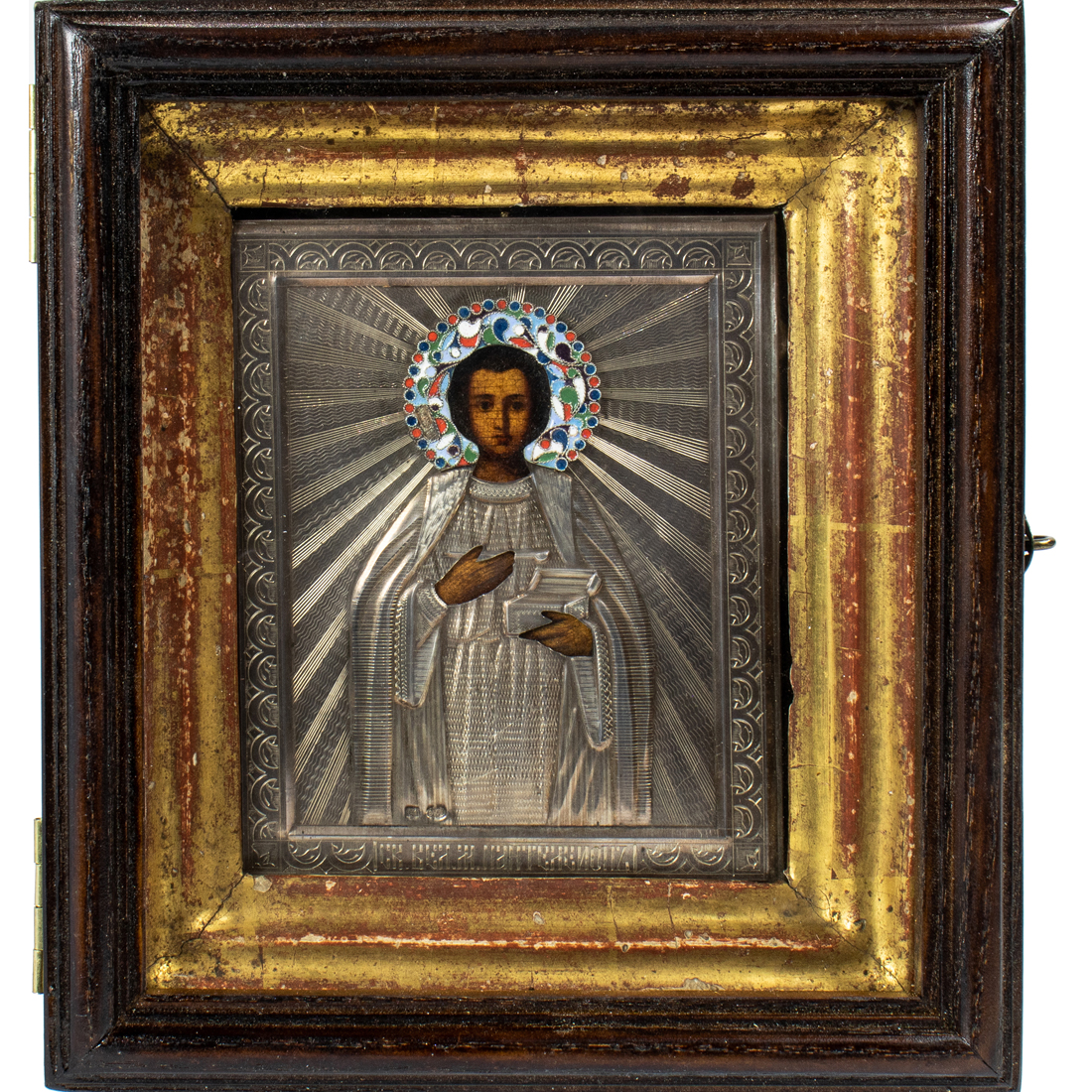 A RUSSIAN CLOISONNE SILVER OKLAD