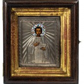 A RUSSIAN CLOISONNE SILVER OKL