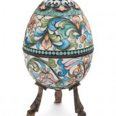 A Russian Enameled Silver Egg