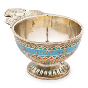 A Russian Enameled Silver Kovsh