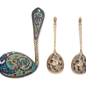 A Russian Enameled Silver Spoon