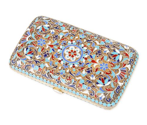 A RUSSIAN GILT SILVER AND CLOISONNE