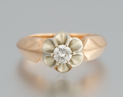 A Russian Gold and Diamond Ring 14k