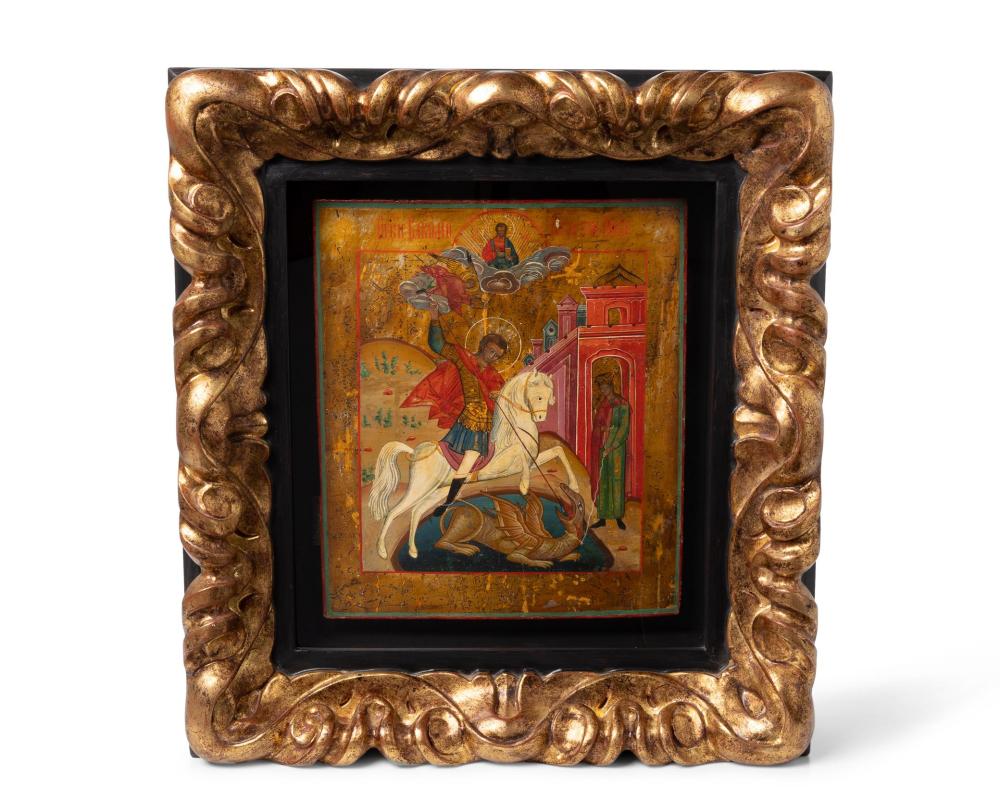A RUSSIAN ICON OF ST. GEORGE AND