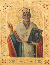 A RUSSIAN ICON OF ST. NICHOLAS