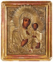 A RUSSIAN ICON OF THE VIRGIN M