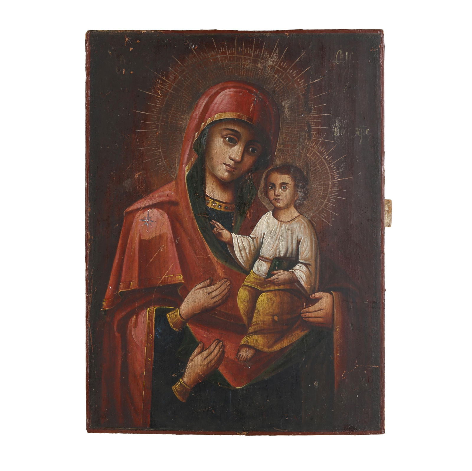 A RUSSIAN ICON OF THE MADONNA AND
