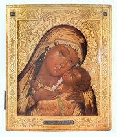 A RUSSIAN ICON OF THE VIRGIN O