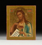 A RUSSIAN ICON, "ST. JOHN THE