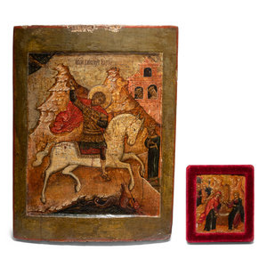 A Russian Painted Wood Icon