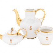 A Russian Porcelain Three-Piec