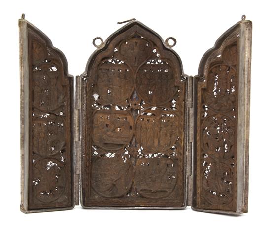 A Russian Silver and Carved Wood