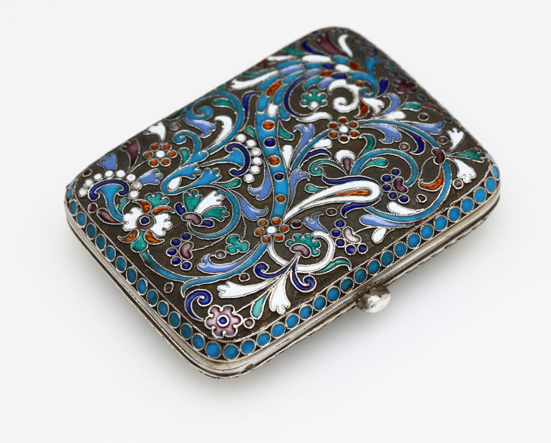 A Russian silver and cloisonne