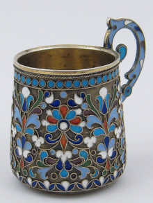 A Russian silver and cloisonne