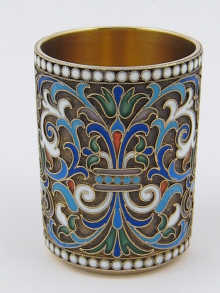 A Russian silver and cloisonne